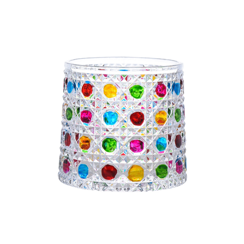 Tazas de vidrio de diamante de color tazas de whisky creativas tazas de vino caseras tazas románticas candelabro