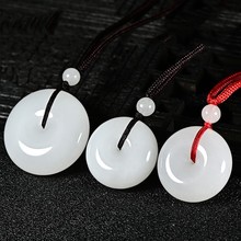 a货和田白玉新疆金丝玉平安扣玉扣 石英岩玉吊坠玉石玉器挂件批发