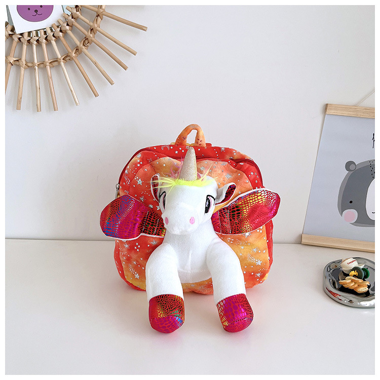 Kindergarten niños de dibujos animados peluche juguete mochila unicornio pequeña bolsa comercio exterior