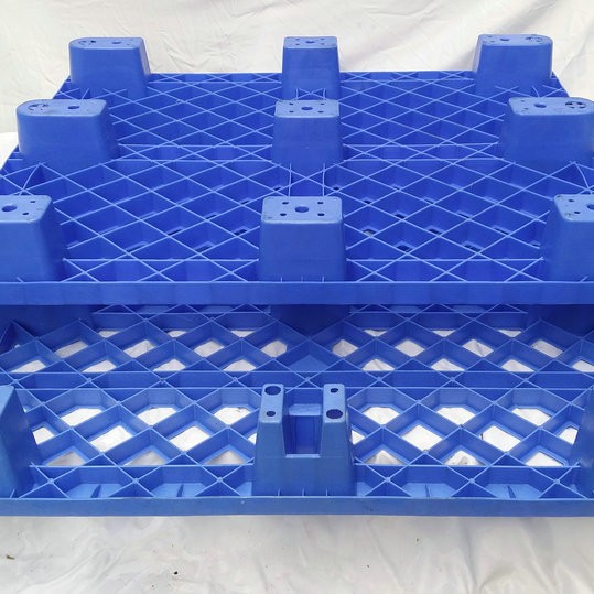 现货九脚九叉脚可套叠双层田字川字型塑料卡板仓储托盘塑料栈板垫