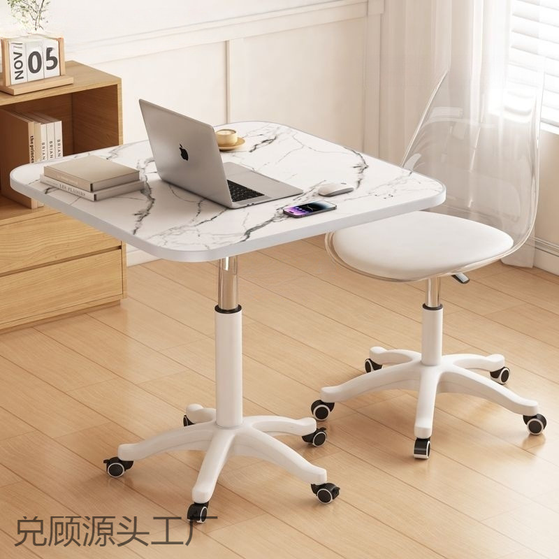 Mobile Lift Table with Pulleys Small Bedside Standing Laptop Table Live Broadcast Workbench Desk Podium