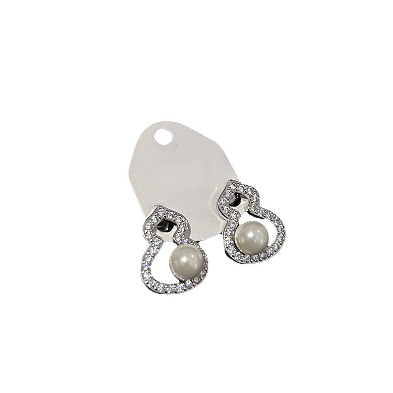 Aguja de plata circón Perla pendientes de la perla collar traje de moda Luz de lujo de alto grado pendientes de joyería de diseño personalizado para las mujeres