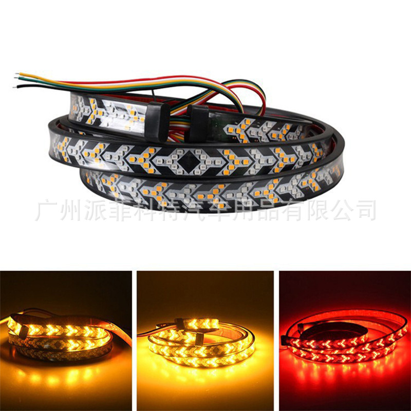 Car Led Pickup Truck Tail Box Modification Fishbone Tail Light Warning Sequential Flow Light Turn Signal Brake Light Running Lights