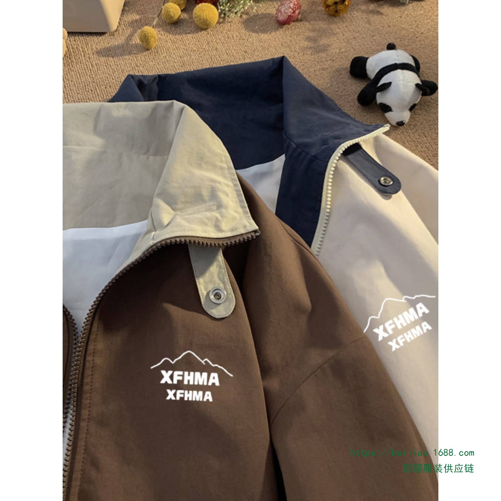 外套男士春秋款冲锋衣夹克复古翻领潮牌宽松港风时尚设计感上衣男