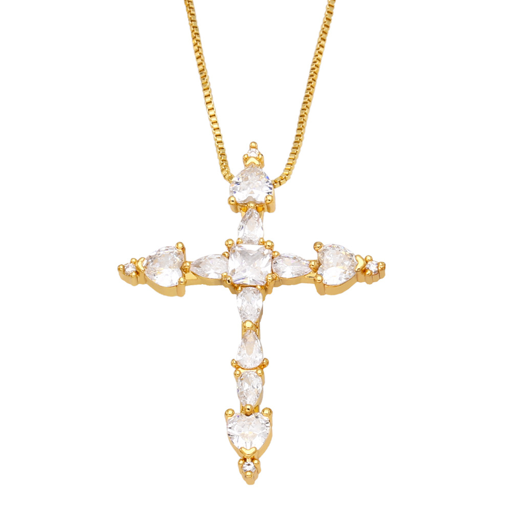 Fashion Copper Cross Necklace Zircon Copper Necklaces