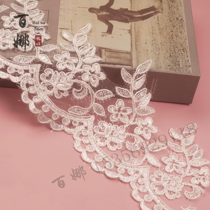 Baina 13cm кружевное свадебное платье с высоким воротником, аксессуар для фаты, широкое кружево для самостоятельного изготовления.