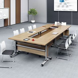 Folding Conference Table Training Table and Chair Combination Activity Splicing Long Table Double Office Movable Table Multi-Function