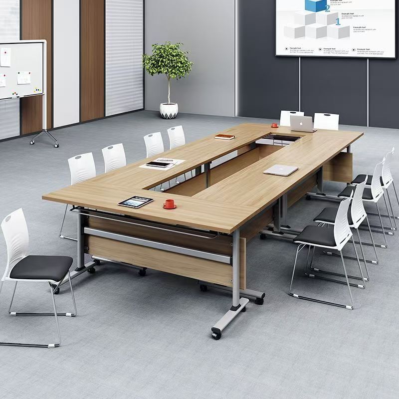 Folding Conference Table Training Table and Chair Combination Activity Splicing Long Table Double Office Movable Table Multi-Function