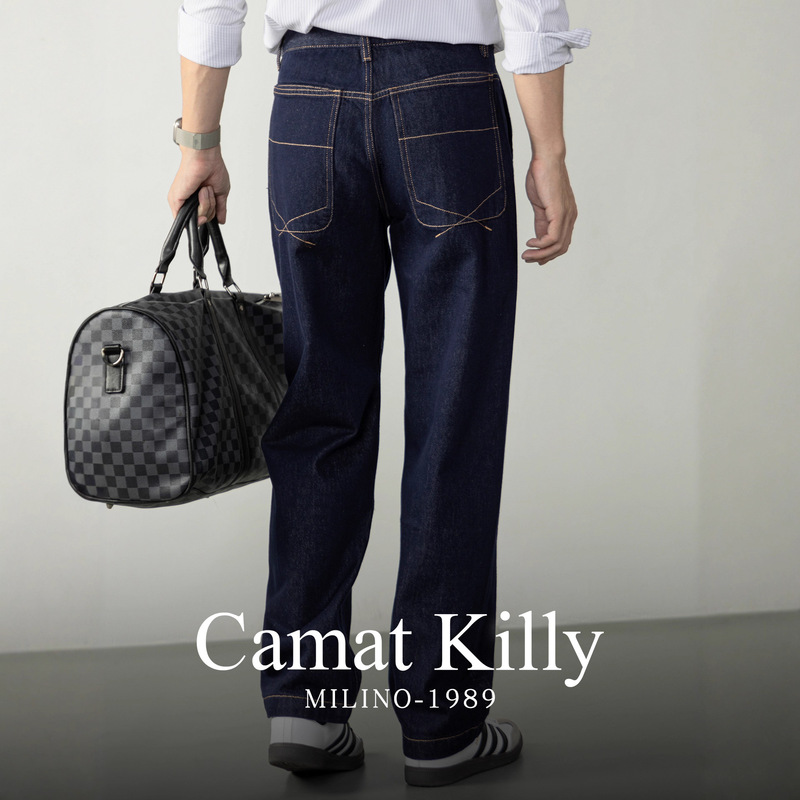 [Gold-Stitched Blues Retro Denim] 100% Cotton Jeans Are Moisture-Absorbent and Breathable, High-Quality Texture, New Way to Wear