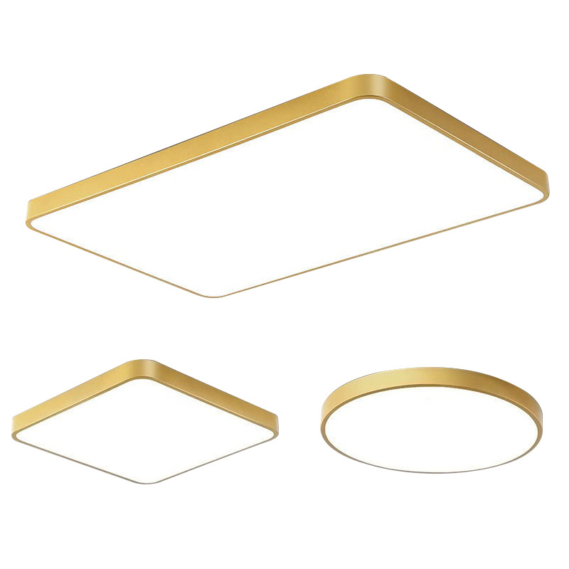 Luz de techo LED para sala de estar, diseño redondo minimalista moderno, elegante color dorado, adecuada para dormitorio, estudio, balcón, pasillo, iluminación de estilo ligero y lujoso.