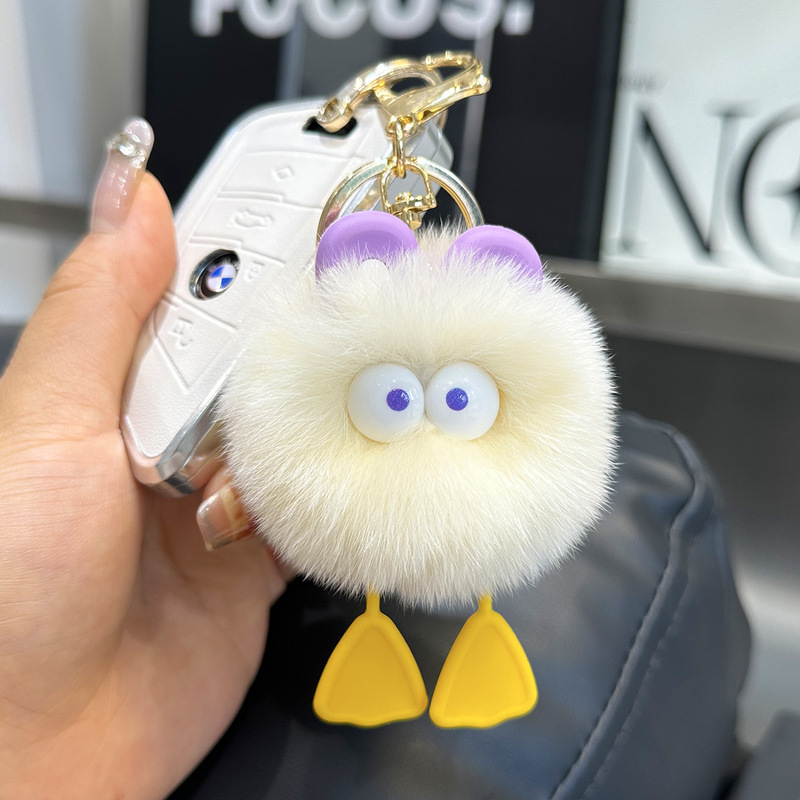 Imitation Rex Rabbit Fur Duck Fur Ball Car Keychain Pendant Ins Internet Celebrity Plush Backpack Decoration Gift Doll