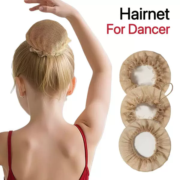 Temu Dancer Hair Net Ball Hair Cover Hairnet High Elastic Skin Color Mesh Bag Female Ballet Hair Accessories
