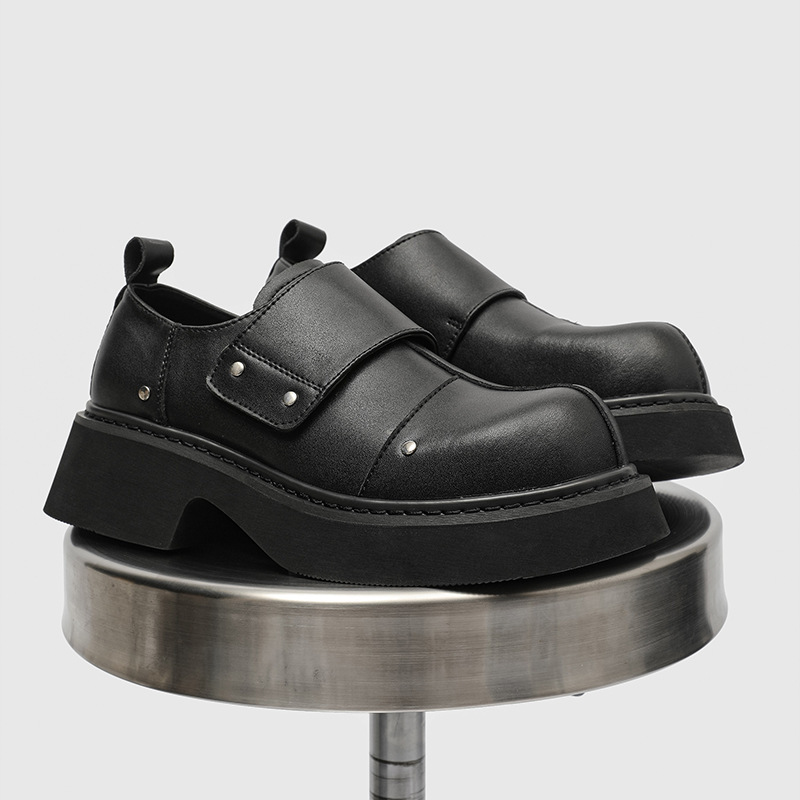 ShoeVault Printemps 2025 Nouvelle Niche Derby à semelle épaisse rehaussante pour hommes avec design surélevé, bout large, style business tendance pour hommes_voghion.com