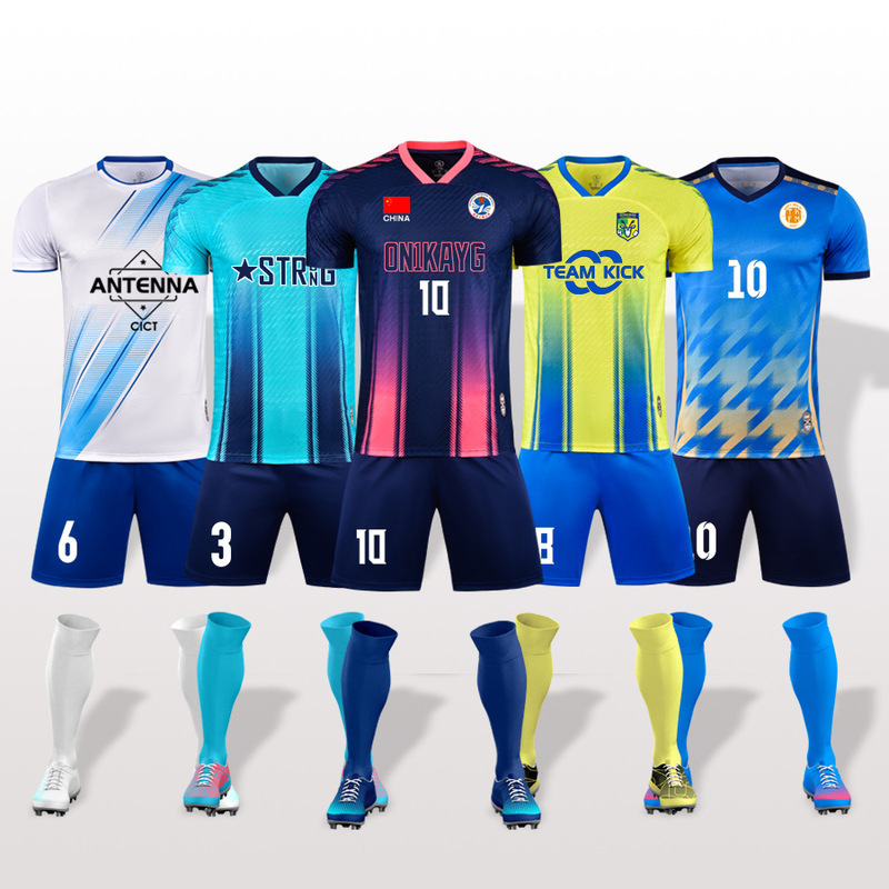 New football uniform suit men's and women's short-sleeved sports football uniform adult children student training competition team uniform wholesale