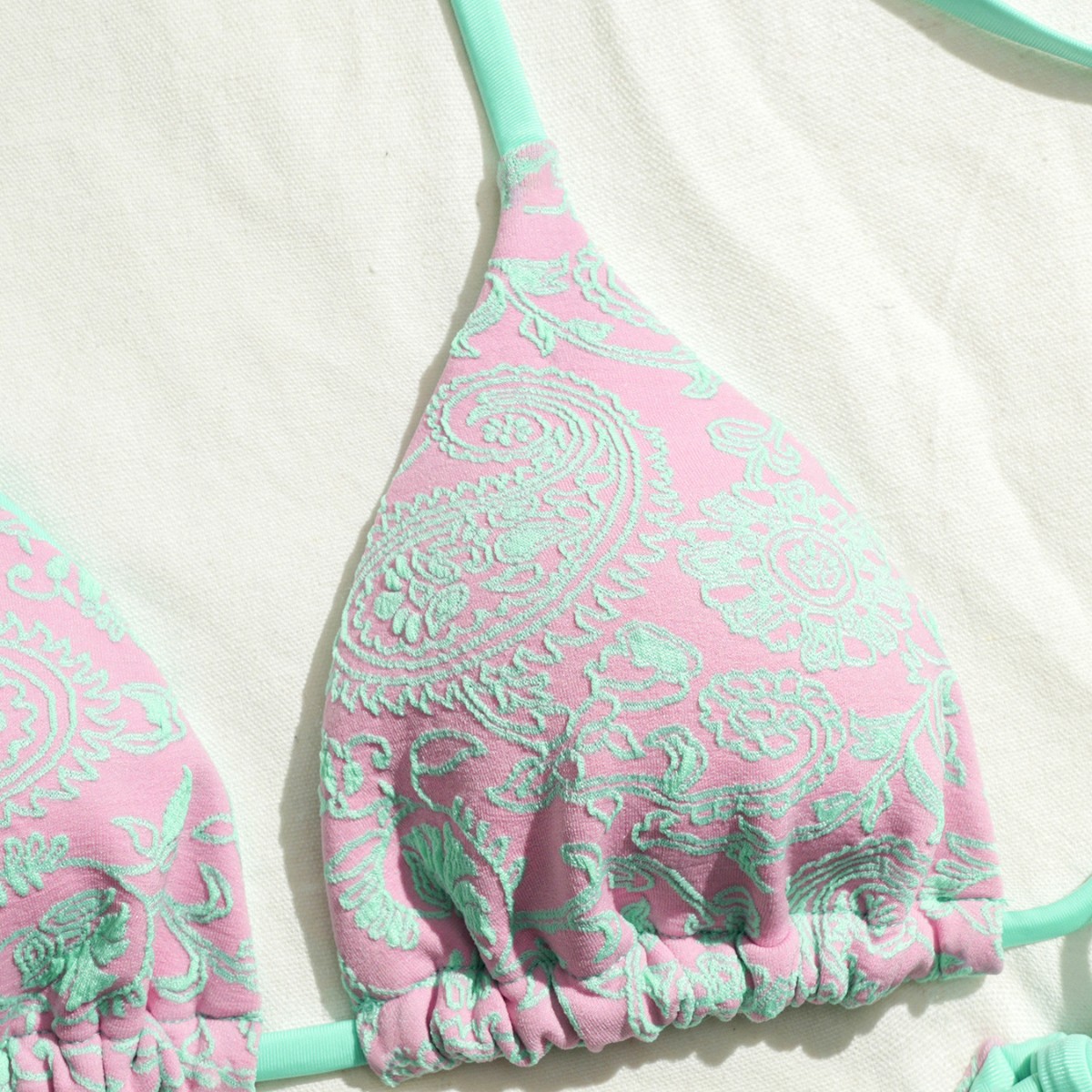 Women's Double Fabric Bikini Swimwear European American Style Cross Border Special Tie up Fabric Factory Direct Sales Wholesale_ecoleips.com