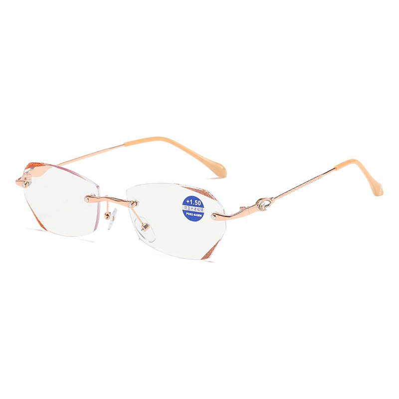 Gafas de presbicia de luz anti-azul gafas de presbicia de moda de corte brillante rosa brillante