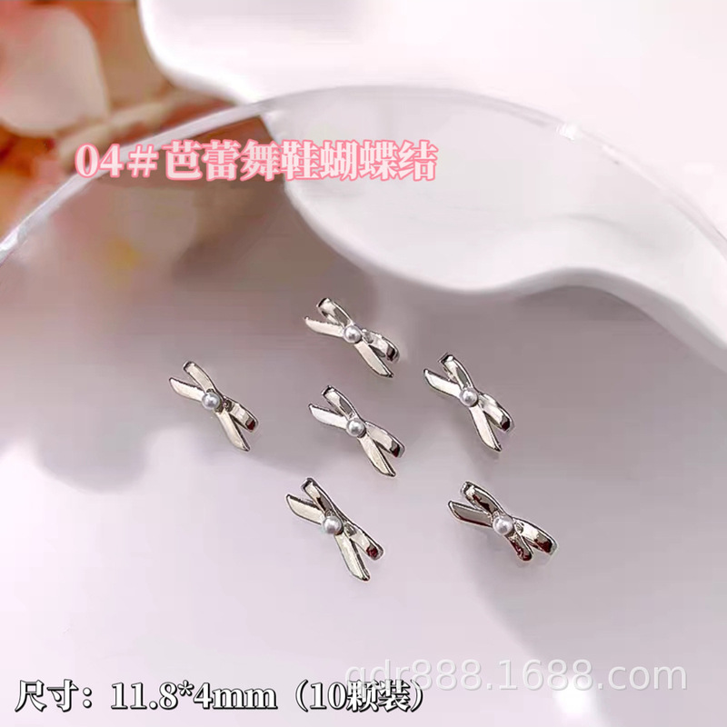 Internet Celebrity Ballet Shoes Bow Nail Art Jewelry Alloy Pearl Floating Tie Girl French Nail Accessories Internet Celebrity Ballet Shoes Bow Nail Art Jewelry Alloy Pearl Floating Tie Girl French Nail Accessories