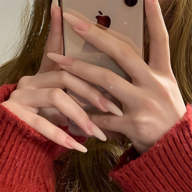 Simple Style Shen Huanhuan Ice-Clear Nude Almond-Shaped Long False Nails, Versatile and Pure Desire Style, Ready-Made Fake Nails Simple Style Shen Huanhuan Ice-Clear Nude Almond-Shaped Long False Nails, Versatile and Pure Desire Style, Ready-Made Fake Nails