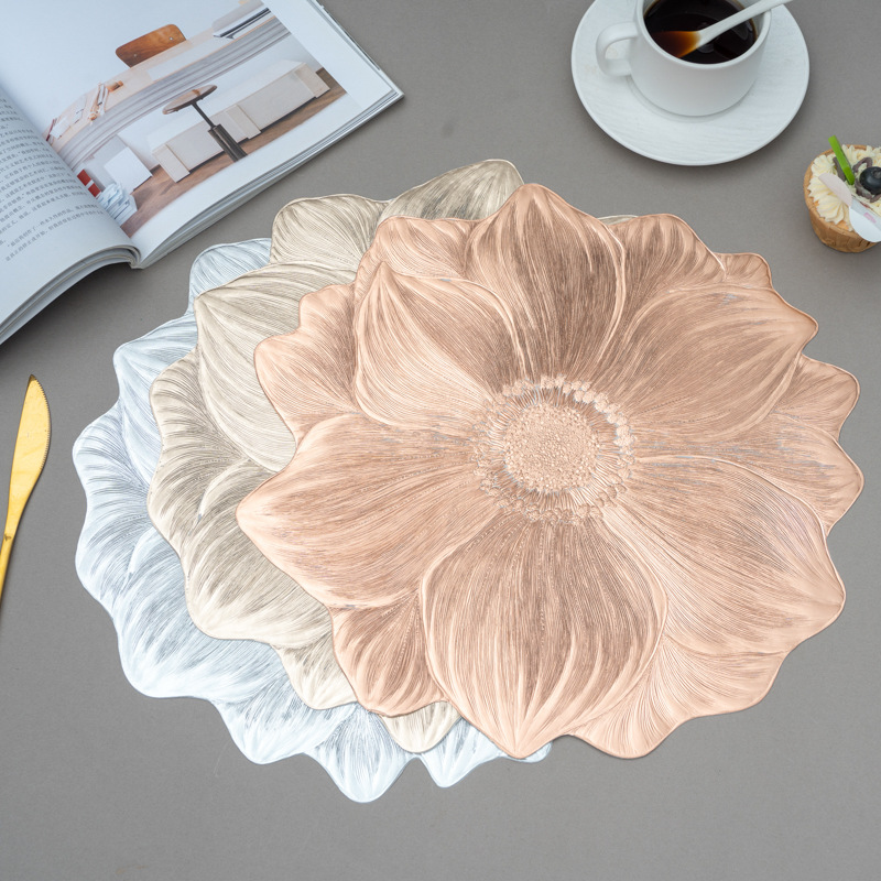 New Sunflower Dining Table Mat with a High-End Feel, Gold-Stamped Placemat, Non-Slip Heat Insulation Mat, Western-Style Plate Mat, Table Mat, Bowl Mat, Tableware
