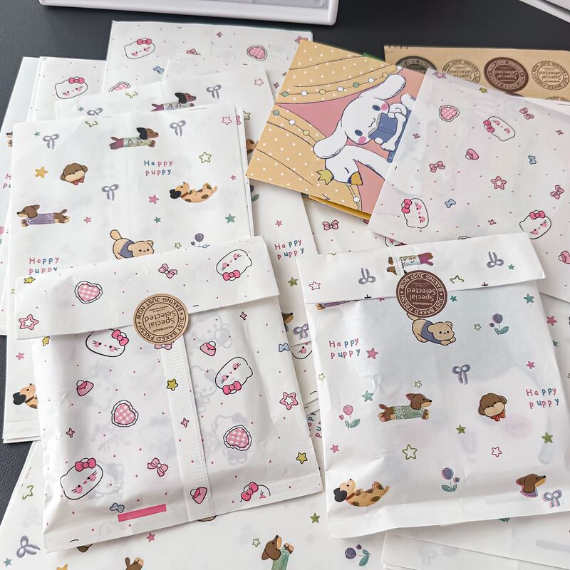 オリジナルの新しいリボン子犬と猫の紙袋インカード包装ハンドバッグギフトバッグ包装袋キャンディーパック|undefined