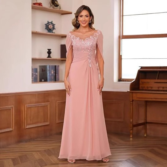 Amazon Evening Dress Summer New Lace Appliqué Shawl Sleeve Mother of the Bride Long Cross-Border Gown Dress Amazon Evening Dress Summer New Lace Appliqué Shawl Sleeve Mother of the Bride Long Cross-Border Gown Dress