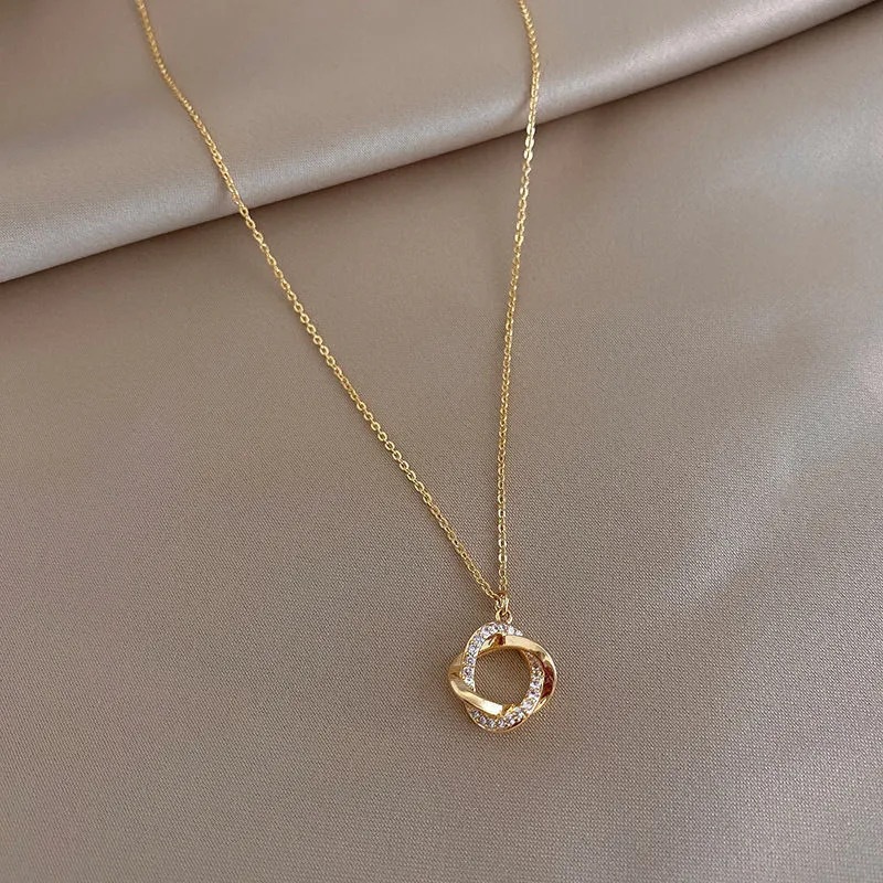 Titanium Steel Chain Material cable chain Chain Type 1 Piece Quantity Simple Style Geometric Rhinestones Alloy Titanium Steel Wholesale Pendant Necklace