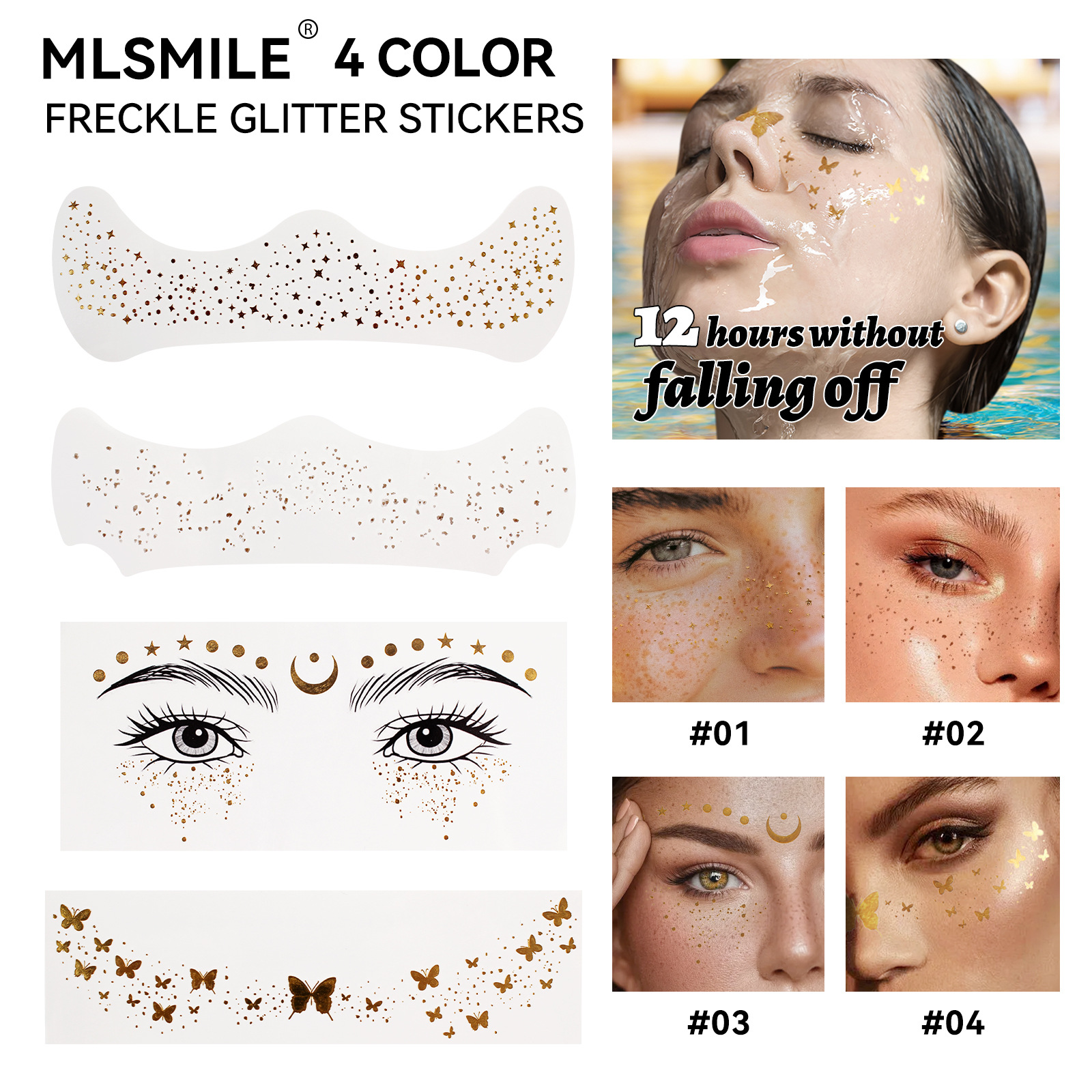 MLSMILE Cross-Border Gold Stamping Tattoo European And American Waterproof Glitter Stars Butterfly Party Stage_voghion.com