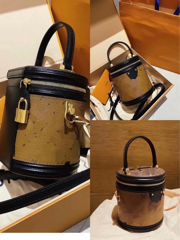 驴家包包新款老花色发财桶手提水桶包单肩包女跨境专供特价批发|undefined