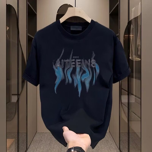 Heavyweight pure cotton short-sleeved T-shirt casual fashion men's and women's summer Insta white match round neck top trendy versatile men's half-sleeve