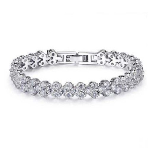 Gorgeous Crystal Zirconia Full Diamond Bracelet for Women, Sparkling Ocean Heart Roman Bracelet, Small Retail Items