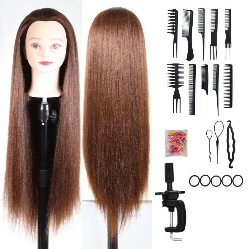 Training Head, modelo de peluca de seda de alta temperatura, práctica de cabeza, peluquería, corte de cabello, enseñanza, educación, modelo de cabeza de enseñanza