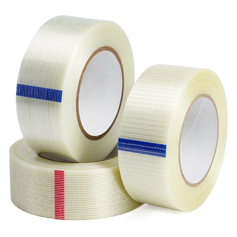 Weiyi ventas directas de fábrica fuerte cinta de fibra de vidrio de una sola cara a rayas transparente tracción resistente al desgaste adhesivo de fibra de sellado