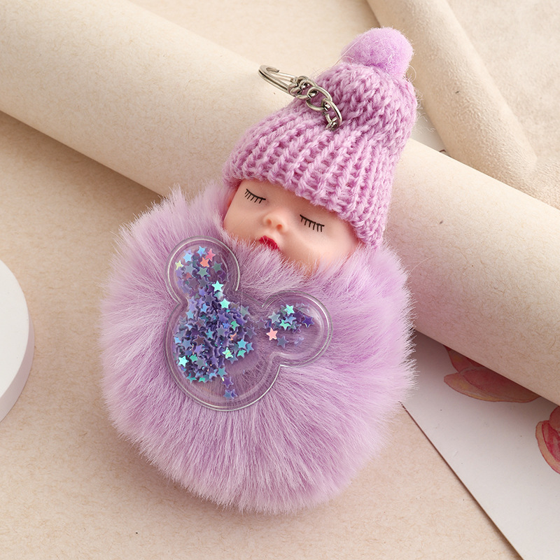 Amor dorado muñeca de sueño imitación de conejo bola de pelo colgante lindas bolsas escolares colgantes para niñas joyas de peluche llaveros