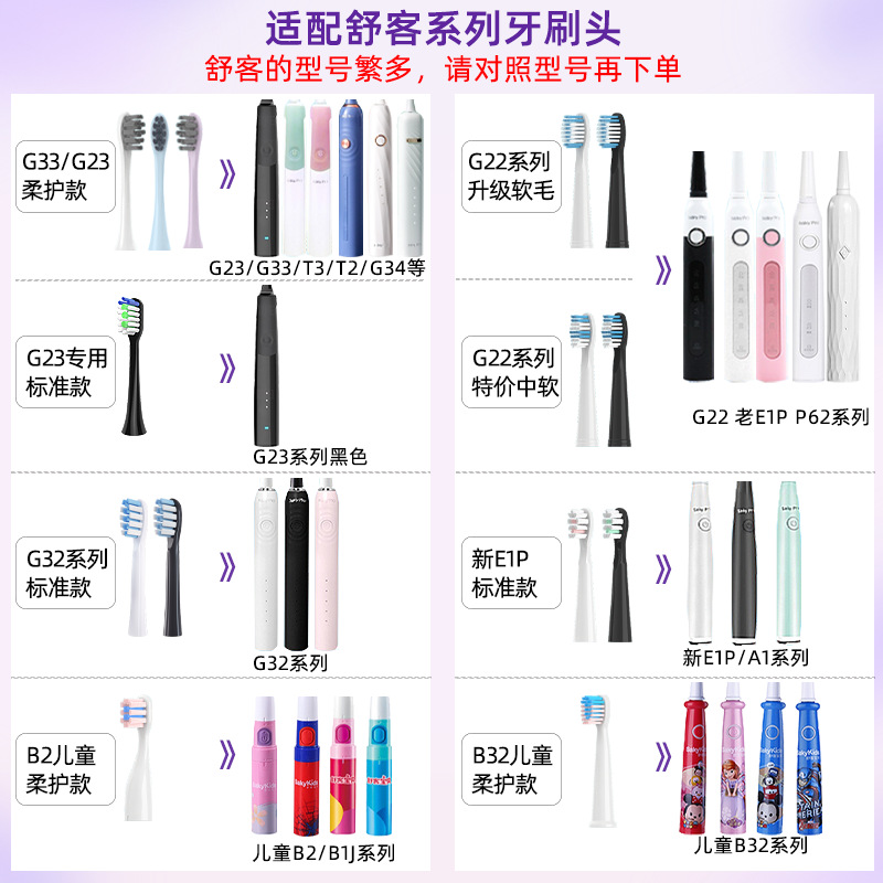 Suitable for Shuke Shuke electric toothbrush head/G33/G22/E1P/G32/G23/G2212 replacement head Wholesale