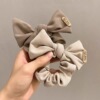 Cute retro hairgrip with bow, cloth, hair rope, hair accessory, with little bears, simple and elegant design, french style