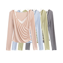 DS25163-25冬季新款  欧美风少女纯欲V字领吊带叠穿上衣两件套T恤