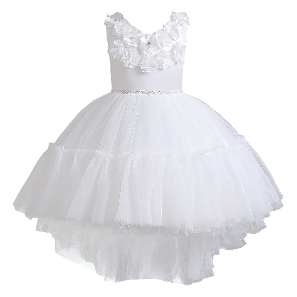 Nuevo vestido para niños vestido de princesa de malla sin mangas niñas pequeñas y medianas vestido de boda de pasarela vestido de noche ropa de Navidad
