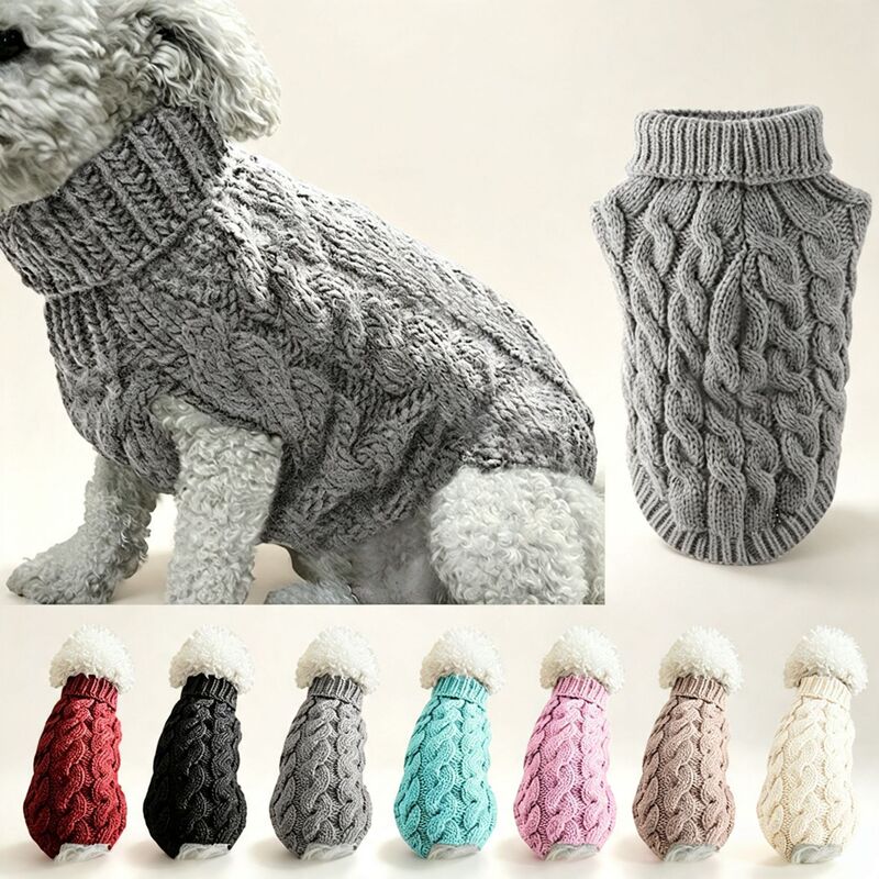 Fashionable pet dog sweater, trendy new autumn and winter pet clothing, solid color cable knit, warm and comfortable, cross-border Fashionable pet dog sweater, trendy new autumn and winter pet clothing, solid color cable knit, warm and comfortable, cross-border