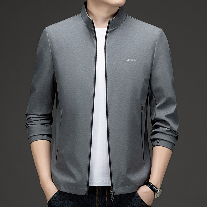 New Men's Jacket Autumn Collar Men's Jacket Fashion Zipper Business Casual All-match Top Dad
