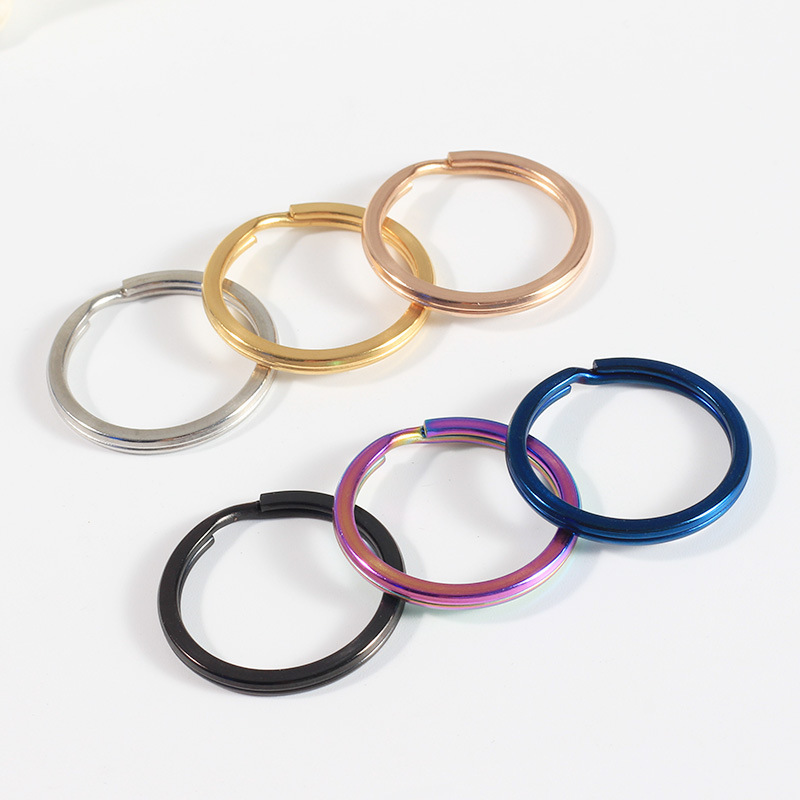 ステンレスキーホルダー真空炉内メッキ金色黒色バラ金七彩平輪キーホルダーdiy部品|undefined