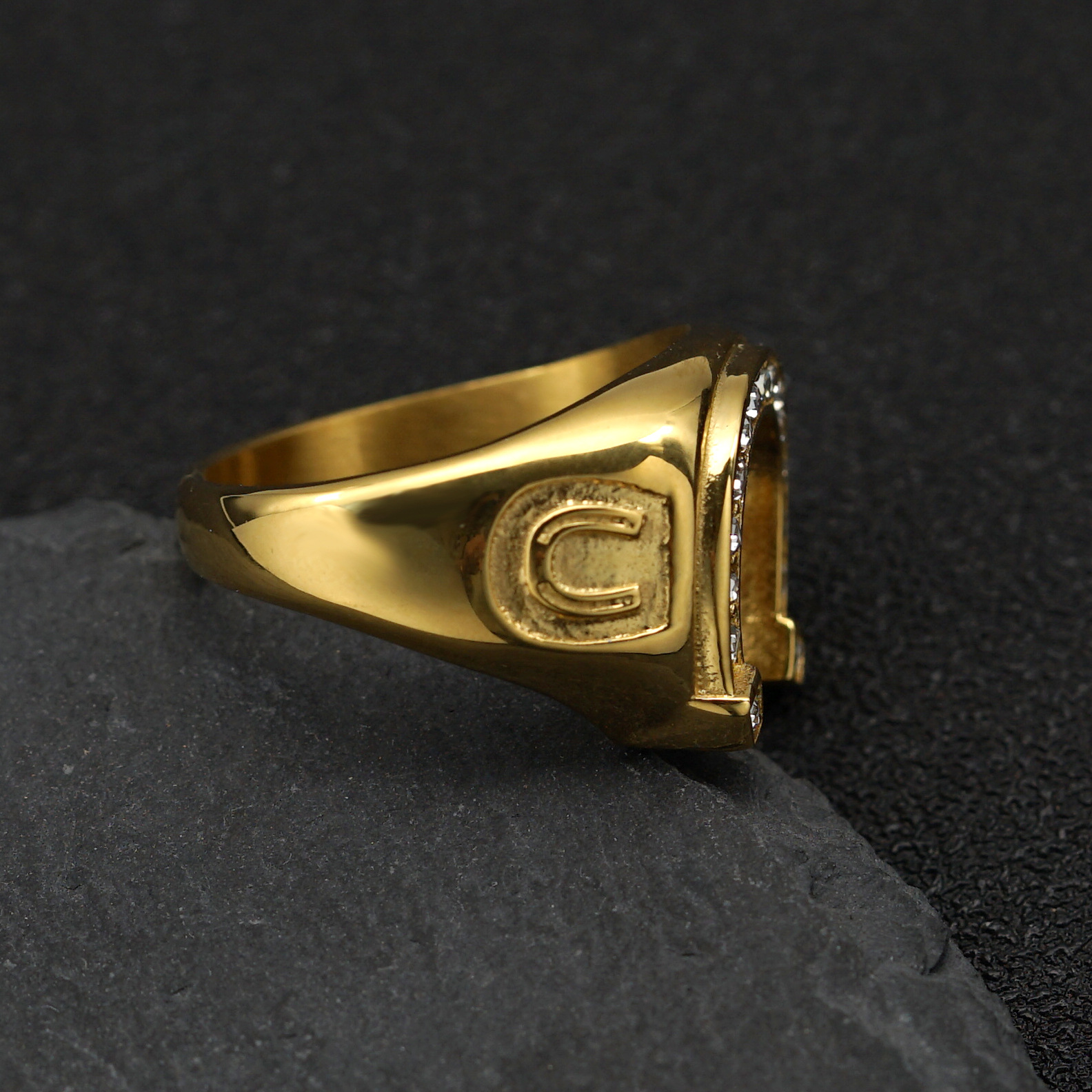 316 Stainless Steel Material U Shape Pattern Men's Gender Hip-Hop 316 Stainless Steel U Shape Men Band Rings