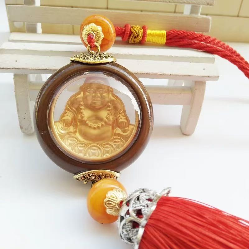 Car Hanging Ornament Double-Sided Guanyin and Maitreya Buddha Interior Decoration Accessory for Car Rearview Mirror New Model for Good Luck
