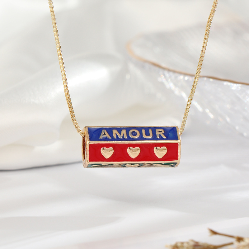 1 Piece Fashion Geometric Letter Heart Shape Alloy Copper Enamel Womenu0027S Necklace