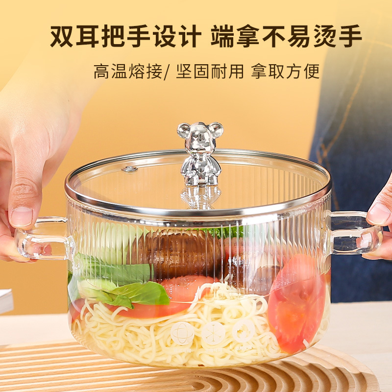 alto borosilicato de vidrio cocina de leche de doble oreja cocina de vidrio cocina de cocina