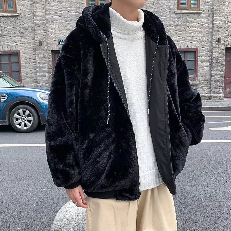 Invierno japonés versión coreana de la chaqueta acolchada de algodón con capucha de doble cara al estilo de Hong Kong