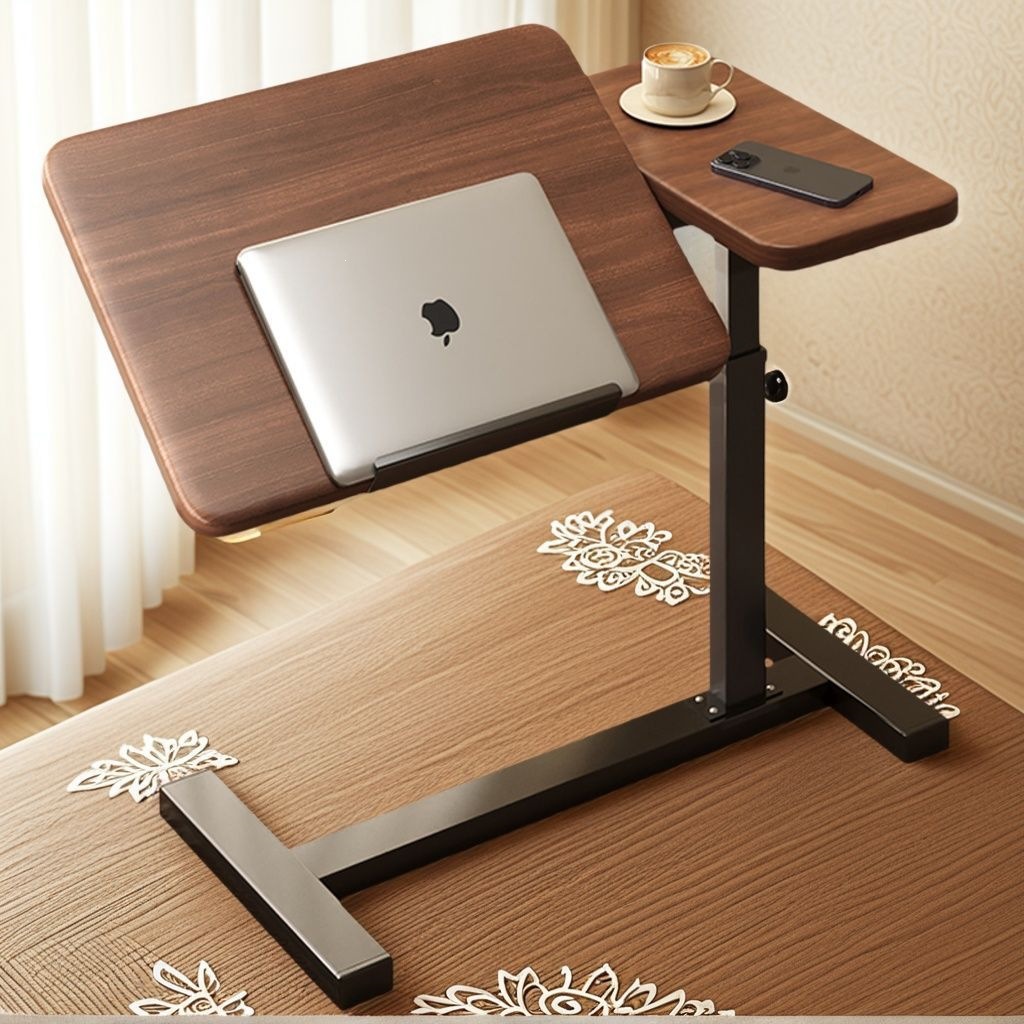 Mobile folding table, adjustable height computer desk, foldable writing desk, home bedroom bedside table, simple nightstand, office desk
