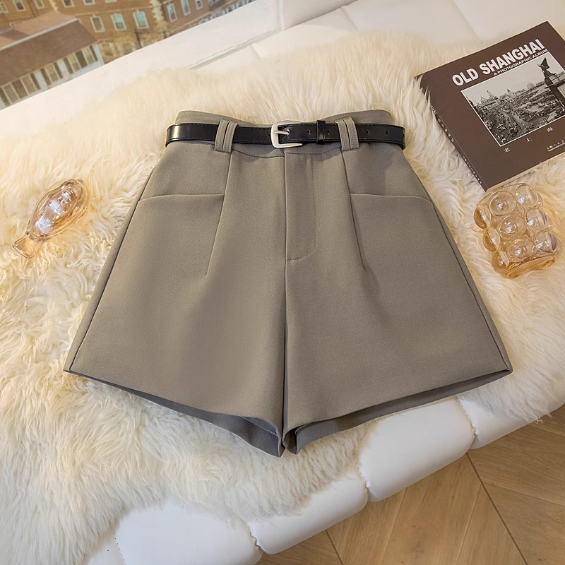 Quần short vest nữ cạp cao dáng chữ A ống rộng size lớn — Màu đen (thắt lưng miễn phí) chi tiết 14