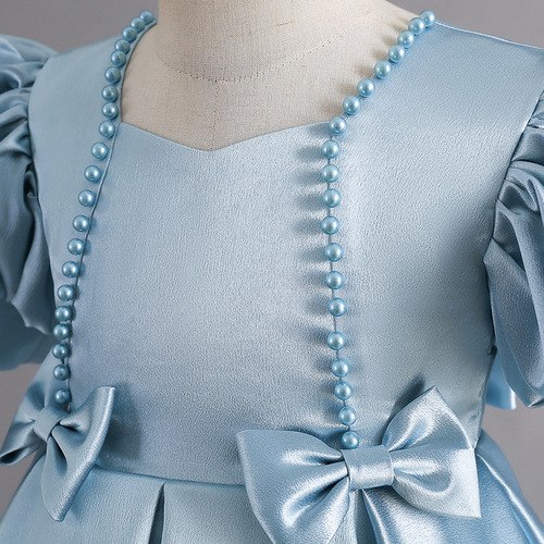Children's Dress  New Style Flower Girl High-End Satin Tail Dress for Young Children Fashion Show Host Evening Dress Summer