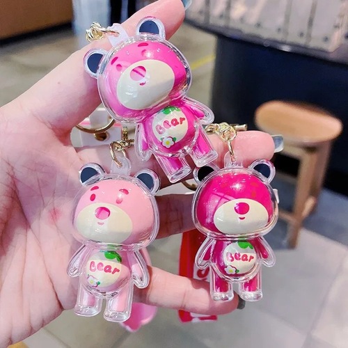 Internet celebrity Strawberry Bear cartoon key chain doll trinket exquisite key pendant car bag pendant key chain