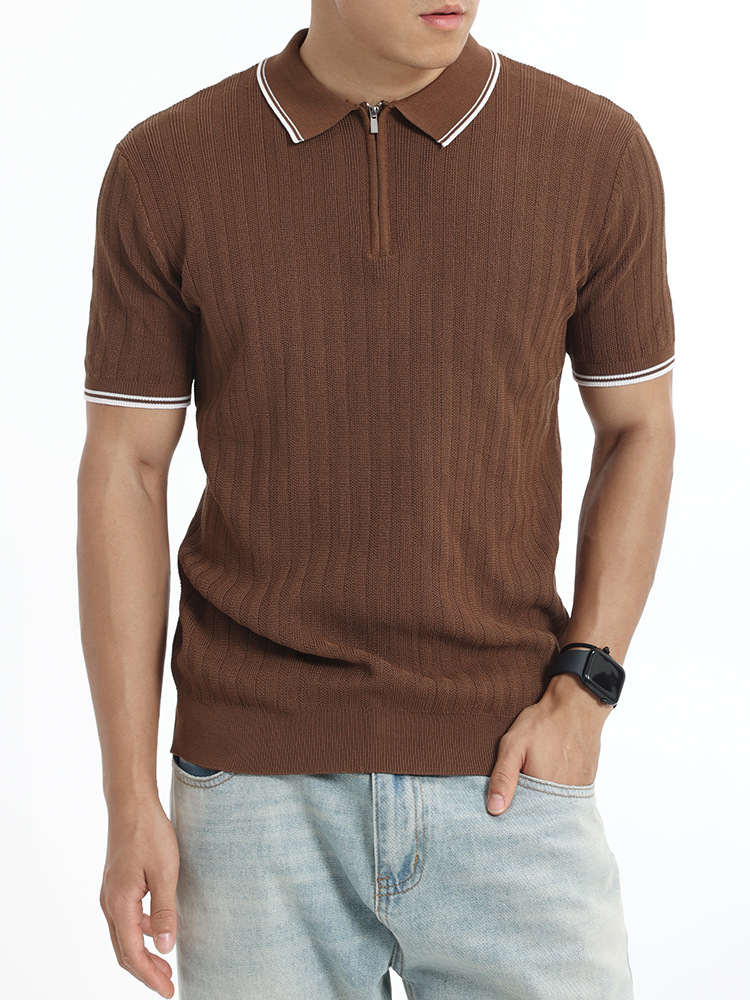 Camisas de polo de hielo de alta calidad con cremallera, camisetas de polo de hombre de manga corta, negocios casuales, camisetas de cuello para hombres